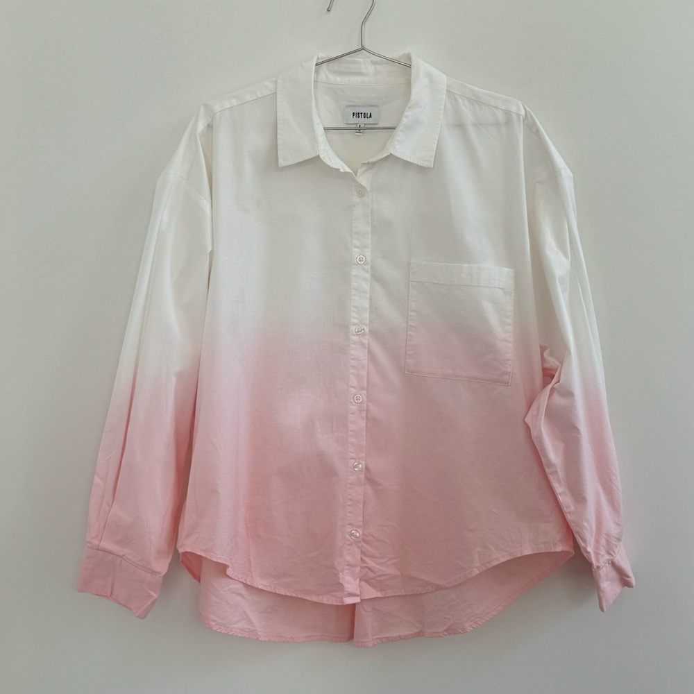 Pistola Pink and White Ombre Button-Up Shirt
